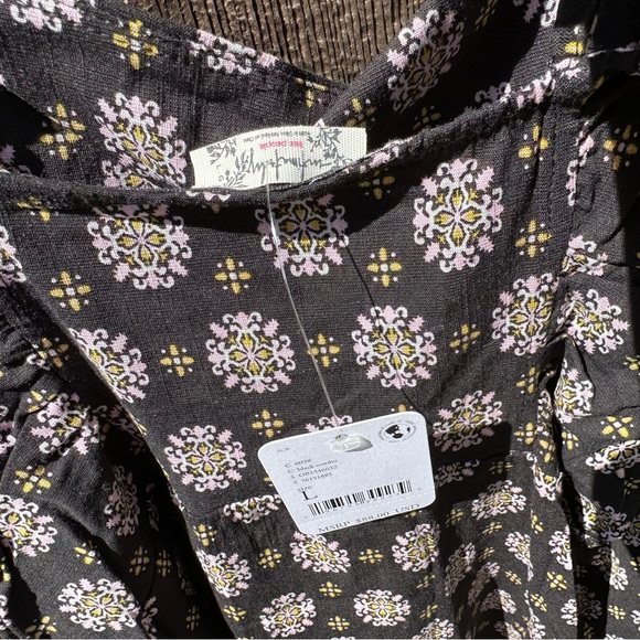 NWT Free People Center of Attention Black White Yellow Minidress - Picture 12 of 14